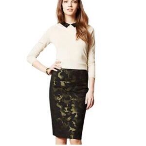 Maeve Green and Black Pencil Skirt